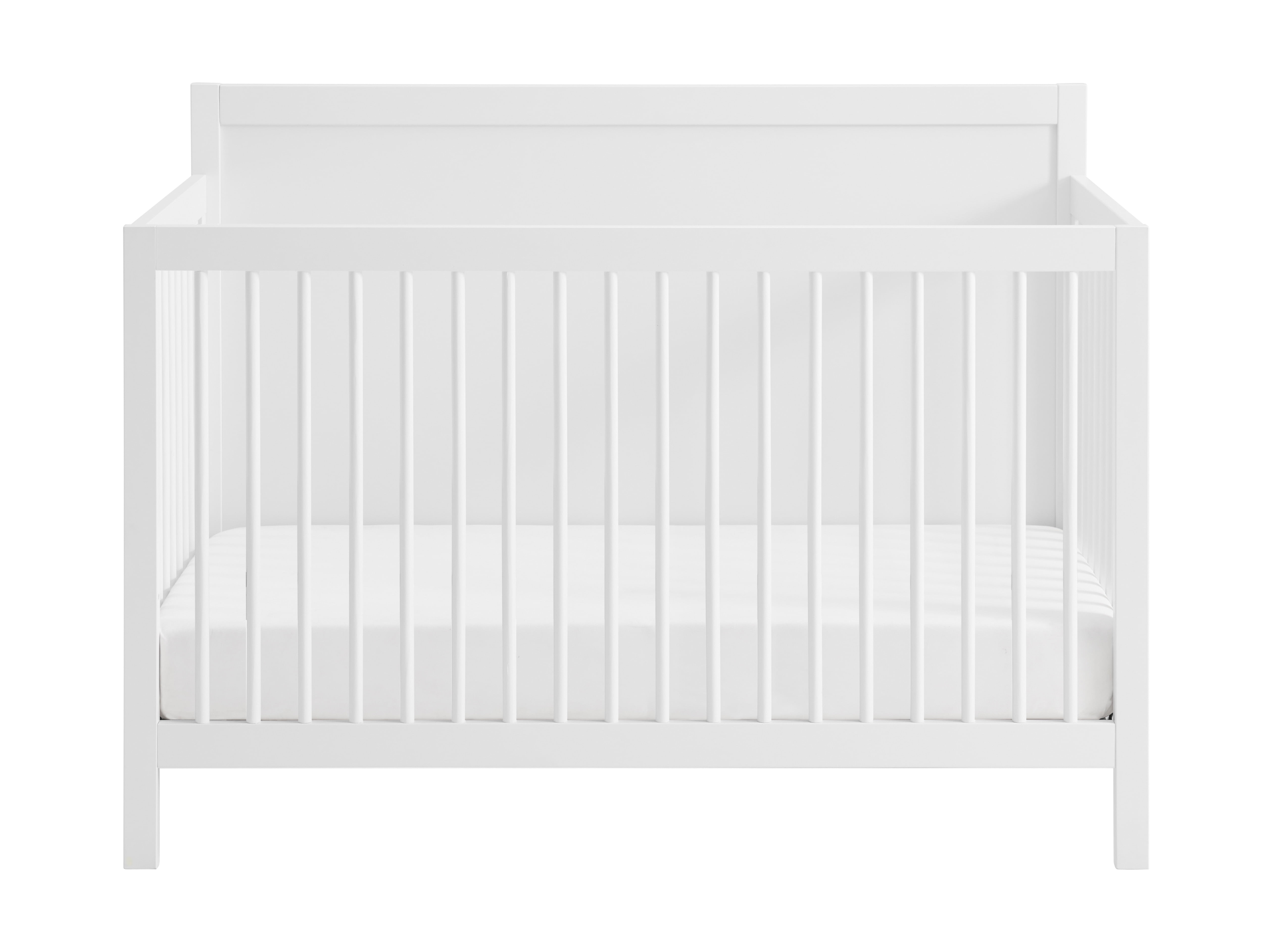 Oxford Baby Essential 4-in-1 Convertible Panel Crib with Round Spindles, White