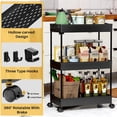 thumbnail image 4 of SOYO 3 Tier Rolling Storage Cart, Utility Cart Mobile Slide Out Organizer, Bathroom Standing Rack Shelving Unit Organizer for Kitchen, Bathroom, Laundry Room, Black, 4 of 8