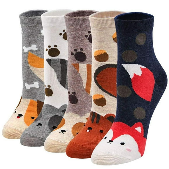 EQWLJWE 5 Pc Cat Socks for Women Clearance Cute Animal Socks for Women Funny Dog Socks and Cool Cotton Art Painting Cat Socks Women Animal Socks for Adults