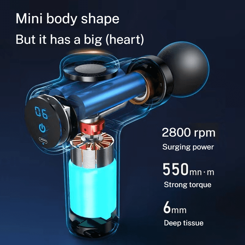 Convenient Mini Home Massage Gun Mini Multi functional Professional Sports Muscle Relaxation Impact Four Head Fascia Gun Charging Multi gear Fascia Gun Massager