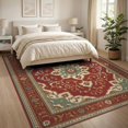 thumbnail image 3 of ODIKA 8'x10' Washable Area Rug Non-Slip Chair-Friendly Mat Medallion With Floral Scroll And Border Boho Vintage Inspired Playful Expressive for Dining Room, Large Office, Lounge, 3 of 7