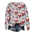 thumbnail image 6 of Kaprioy Christmas Sweatshirts for Women Cute Funny Santa Claus Sleigh Holiday Graphic Shirt Loose Casual Fall Fashion Pullover Tops Light Blue, L, 6 of 6