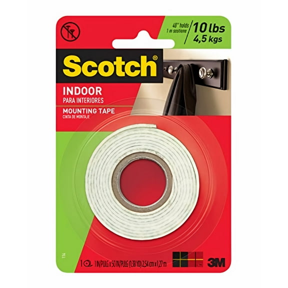 3M Scotch Mounting Tape 114, Heavy Duty, 1 inch X 50 inches (Pack of 4)