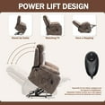 thumbnail image 3 of Oversized Power Lift Recliner Chair with Massage & Heating for Big Elderly, Electric Lounge Sofa Chair with 26" Wide Seat and Cup Holders, 400LBS, Light Brown, 3 of 7