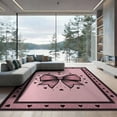 thumbnail image 2 of ODIKA 8'x10' Washable Area Rug Motif Dotted Border Shaped Themed Polka Pink Oversized Refined Structured for Dining Room, Large Office, Lounge, Non-Slip Chair-Friendly Mat, 2 of 7