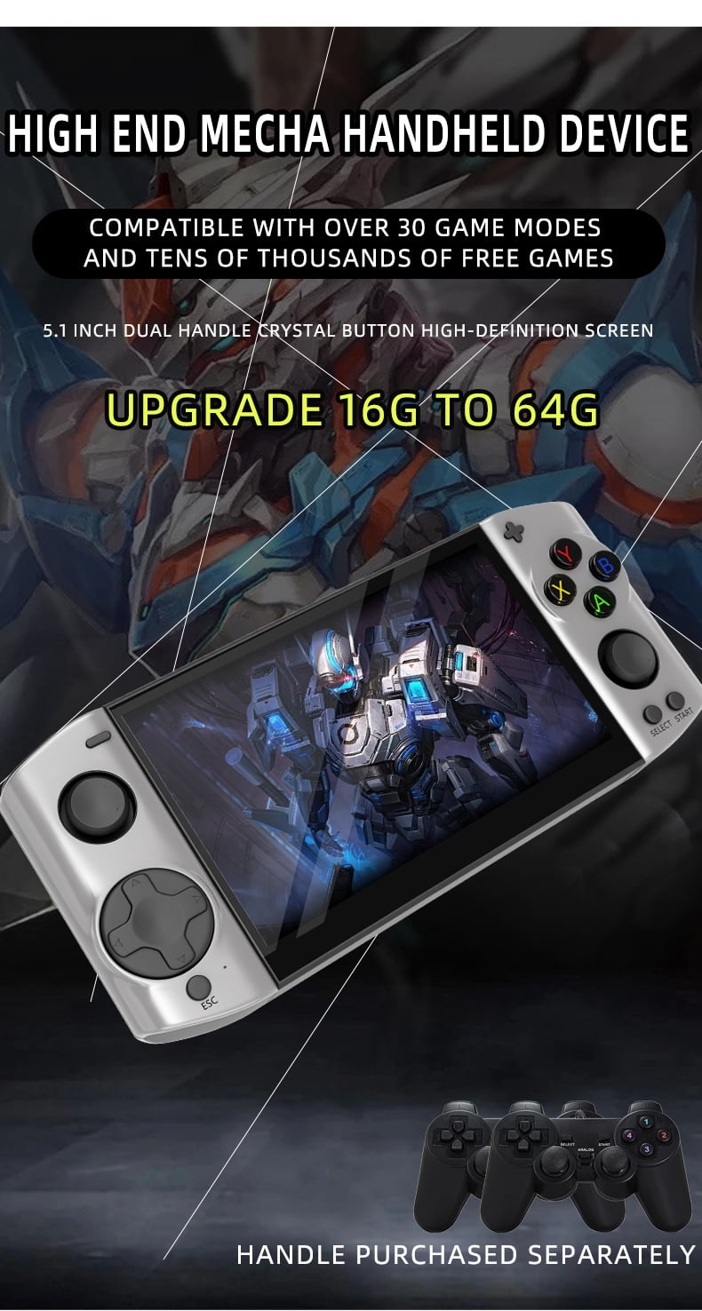 AILKIN Handheld Game Console with 5.1Inch Large Screen,64GB Expandable Handheld Game Console for Adult,Black