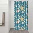 thumbnail image 2 of Summer Beach Starfish Seashell Shower Curtain 36x72in with Hooks, Quick-Dry Polyester Nautical Decor for Coastal Sea-Inspired Bathrooms, 2 of 3