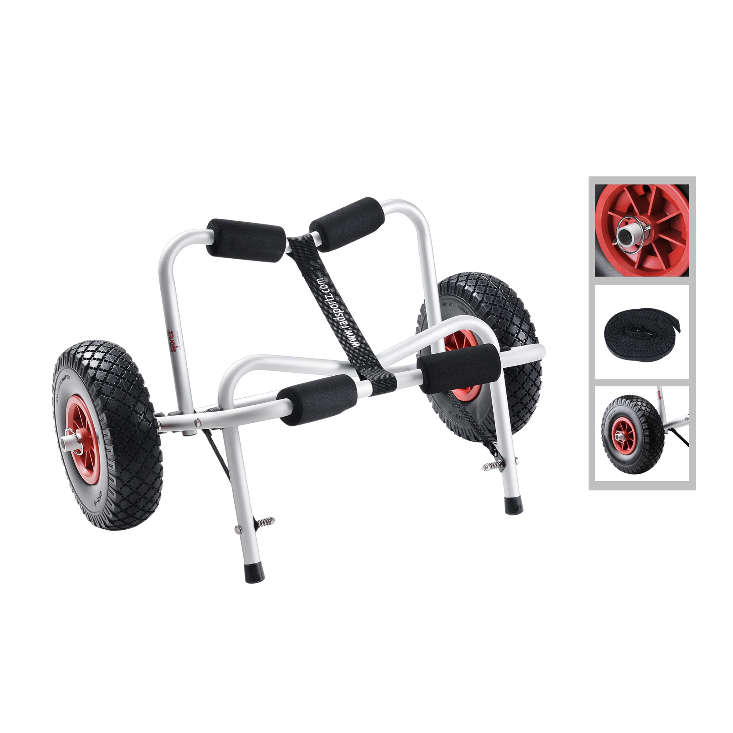 Kayak Trolley Cart with Airless Tires - 140LB Capacity for Transporting Kayak Paddleboard SUP Canoe ? Aluminum Frame by RAD Sportz (White)