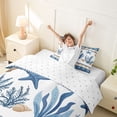 thumbnail image 3 of jejeloiu Sea Beach Ocean Twin Duvet Cover,Coastal Border Print Twin Bedding For Boys,Blue White,Reversible,2 Pieces,1 Duvet Cover and 1 Pillowcase, 3 of 6