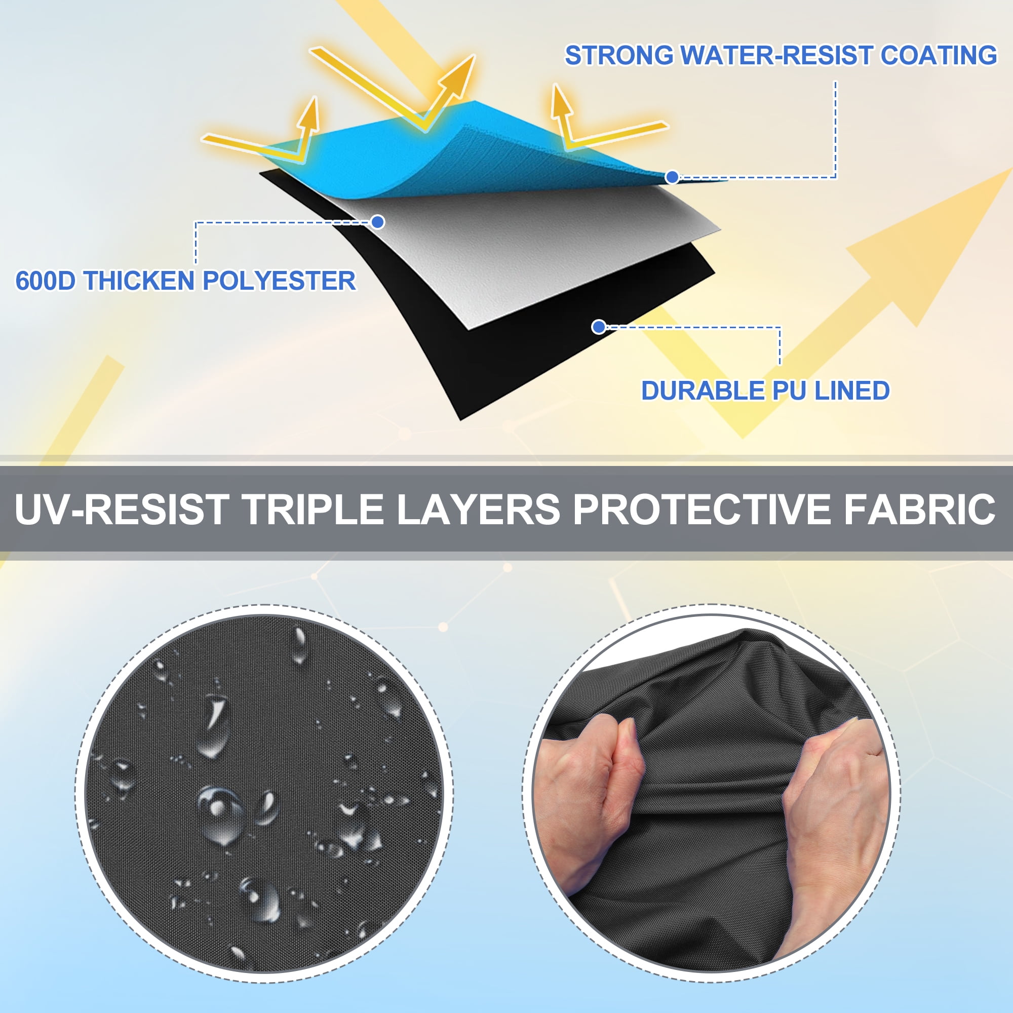 Unique Bargains Top Storage Boat Cover with Light Hole 600D Polyester Canvas for Black