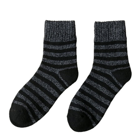 

1/5 Pairs Men s Thick Cotton Socks for Autumn and Winter with Striped Pattern for Outdoor Wearing Coffee Stripes