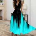 thumbnail image 2 of B91xZ Femmes Décontracté en Vrac Robe Soleil Occasionnel Flutter Sans Manches Cou Taille Élastique Étagé Robe Midi, Bleu Ciel L, 2 of 5