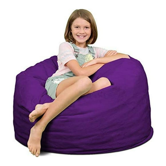 Ultimate Sack 3ft Foam Filled Washable Suede Covered Bean Bag Chair, Purple