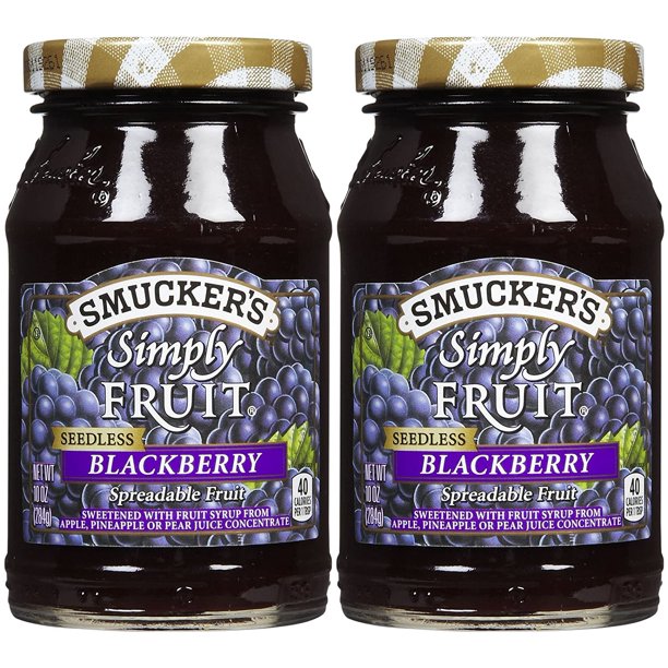 Smuckers Simply Fruit Seedless Blackberry Spread, 10 Oz, 2 Pk