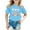 JD21_A-Blue, variant on WMQPNNS Kids Girls Short Sleeve Tops Girls T Shirts Size 14-16 Casual Loose Cowl Neck T-Shirts Soft Comfy Blouse Cute Print Summer Basic Tee Tops, Size 8-9 Years, Blue