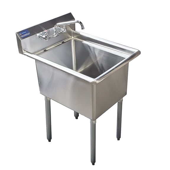 30 in. x 24 in. Commercial Stainless Steel One Compartment Sink With 18 in. x 24 in. x 14 in. Bowl and Faucet