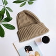 thumbnail image 2 of Outfmvch Beanie For Women Hat And Scarf Set For Women Autumn/Winter Imitation Rolled Hem Solid Color All Get Knitted Hat Men'S And Women'S Flanged Cold Hat Winter Hat Khaki One Size, 2 of 3