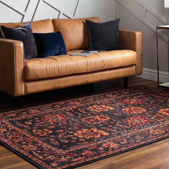 Rugs.Com Lucerne Collection Area Rug – 4' x 6' Black Low-Pile Rug Perfect For Entryways, Kitchens, Breakfast Nooks, Accent Pieces