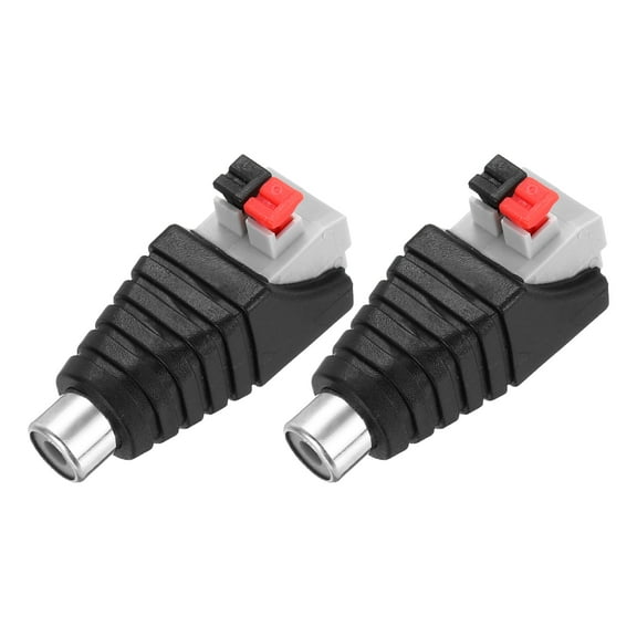 2 Pack RCA Female Speaker Wire Cable Solderless Nickel-Plated Copper RCA Speaker Wire Adapter to Audio Female Connector Adapter Plug Jack, Black