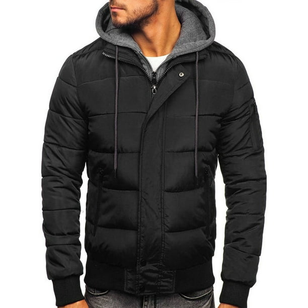 Hombres Calientes Con Capucha Puffer Chaquetas Abrigos Invierno Cremallera Casual Parka Calido Acolchado Ropa De Abrigo Abrigos Walmart en linea