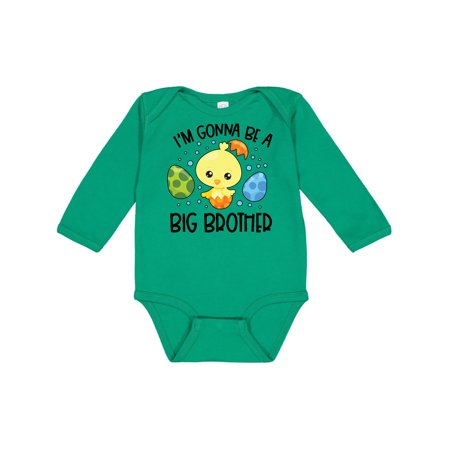 

Inktastic Easter I m Gonna Be a Big Brother with Green and Blue Eggs Gift Baby Boy Long Sleeve Bodysuit