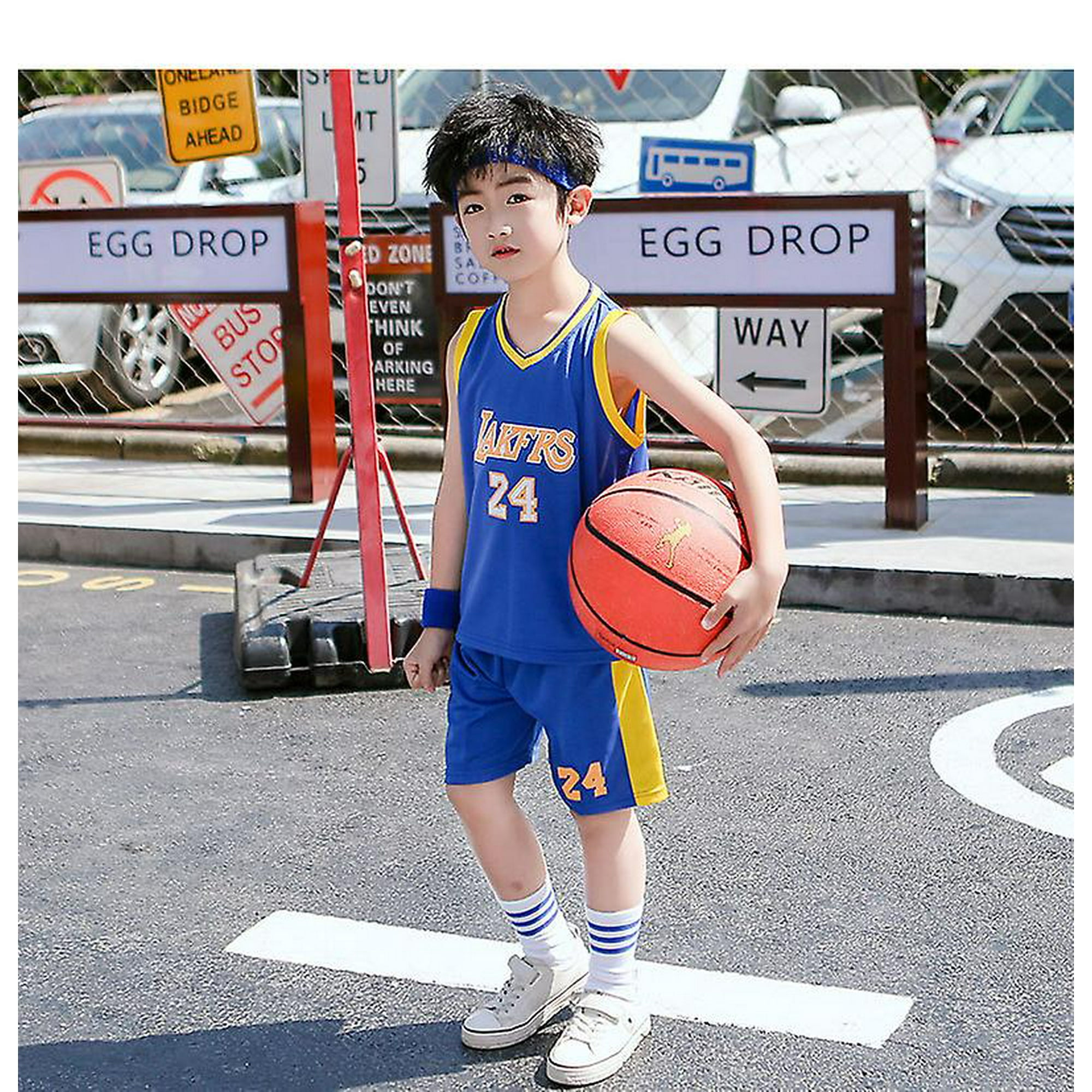 Toddler Kids Basketball Jersey Set Baby Boys Girls Letter Vest Sports Shorts Set Boys Summer Clothes No.24 New Blue 150cm Walmart