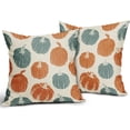 thumbnail image 2 of Light Blue Orange Pumpkin Fall Pillow Covers 18x18 Set of 2 Autumn Harvest Print Thanksgiving Decorative Throw Pillows Outdoor Farmhouse Cushion Case Seasonal Decor for Couch Sofa Bed, 2 of 6