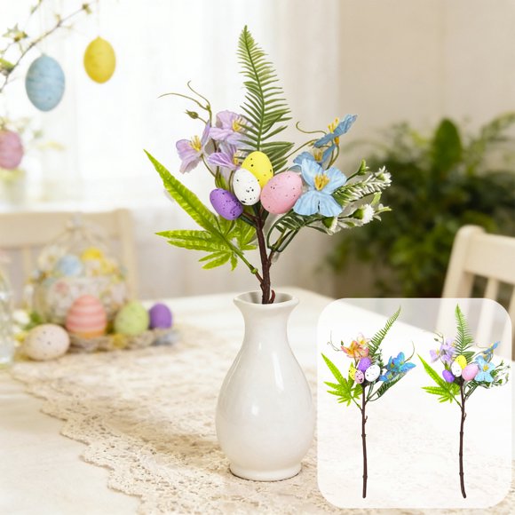 Rama de huevos de pascua artificiales | Decoración realista de espuma con bayas | Multicolor 35cm | Arreglo festivo de primavera realista | Exposición navideña resistente y duradera