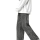 thumbnail image 4 of Pantalones vaqueros de hilo negro y gris para hombre, rectos, sueltos y versátiles, largos con cinturón, pantalones para hombre, parte inferior Pompotops oipoqjl23886, 4 of 8