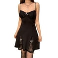 thumbnail image 2 of Blotona Women Lace Patchwork Cami Dress Aesthetic Print Sexy See Through Skinny Slim Fit Sleeveless V Neck Backless Tie Up Dress, 2 of 9
