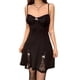 thumbnail image 4 of Txlixc Vestido de mujer, encaje de contraste, espaguetis sin mangas con arco de una pieza, negro Txlixc  moda, 4 of 9