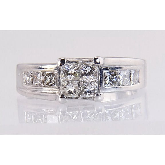 TAAPSEE JEWELS Men's Wedding Band Ring Princess Cut Diamond 14K White Gold Plated