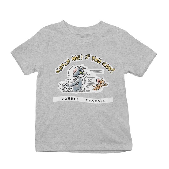Playera Fan Army Talla 10 Tom and Jerry Catch Me playera manga corta gris