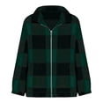thumbnail image 3 of Womens Fuzzy Plaid Flannel Jacket 2026 Winter Casual Fall Sherpa Fuzzy Warm Zip Up Button Long Sleeve Coat Outwear, 3 of 5