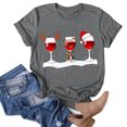 thumbnail image 3 of Gibobby Camisa navideña mujer Navidad Copa de de nieve Impresión O Cuello Manga corta Camiseta suelta Blusa Tops(Gris,G), 3 of 4