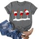 thumbnail image 3 of Gibobby Camisa navideña mujer Navidad Copa de de nieve Impresión O Cuello Manga corta Camiseta suelta Blusa Tops(Gris,G), 3 of 4