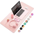 thumbnail image 1 of shiyou-Desk Mat, Mouse Pad,Waterproof Desk Pad,Large Mouse pad for Desk, Leather Desk Pad Large for Keyboard and Mouse,Dual-Sided Mouse Mat for Office and Home (35.4" x 17", Pink), 1 of 4