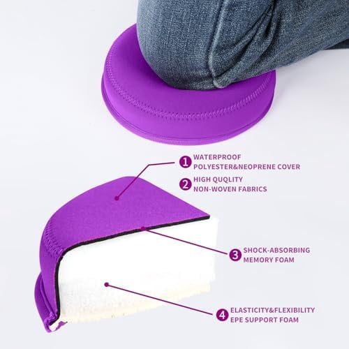 Yoga Knee Pad, 1.57 Inch Thick, Memory Foam and EPE Foam, Waterproof and Non-Slip, for Knees Elbows Wrist Hands Head Yoga Pilates Work Out Kneeling Pad, Exercise Mat 2