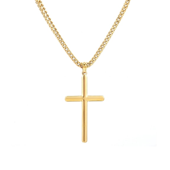 Miren Minimalist Mirrored Cross Necklace, Hypoallergenic Stainless Steel, Unisex Inspirational Jewelry with 22" Franco Chain