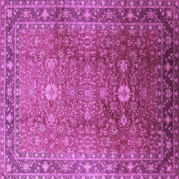 Ahgly Company Indoor Square Oriental Purple Traditional Area Rugs, 6' Square