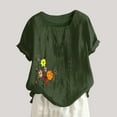thumbnail image 2 of Awdenio New Summer Fashion Tops for Women 2024, Ladies Summer Casual Short Sleeve Flower Printing Loose Shirt Tops Army Green L, 2 of 5