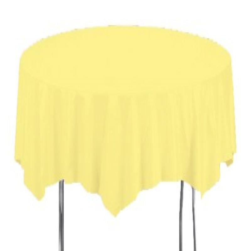 Mimosa Yellow 82" Round Plastic Tablecloth