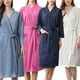 Femmes Absorption d'Eau Robe de Bain Solide Gaufres Peignoir Spa Robe Robe de Soirée Robe de Soirée Robe de Soirée Wweixi – image 3 sur 9