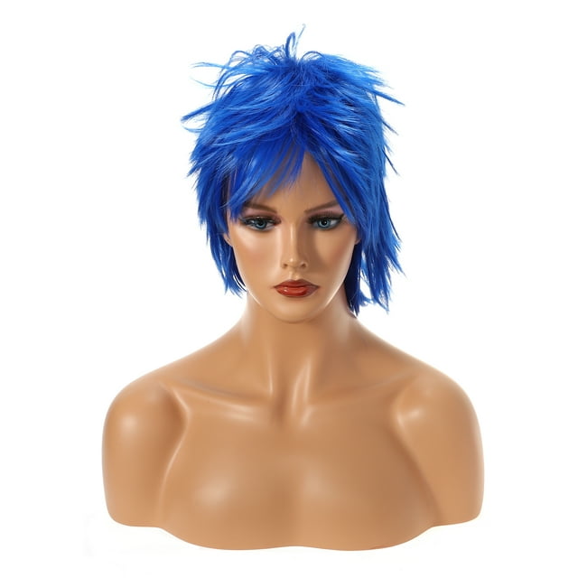 Peluca de cabello humano Unique Bargains 13' Azul corto