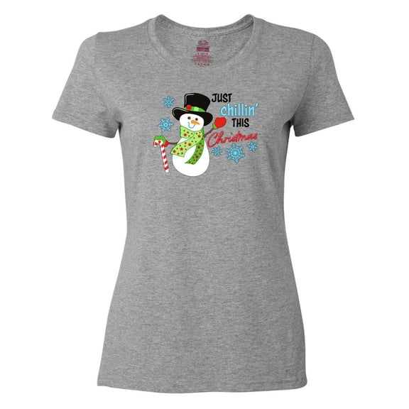 Inktastic Just Chillin' This Christmas Fun Snowman in Top Hat Women's T-Shirt