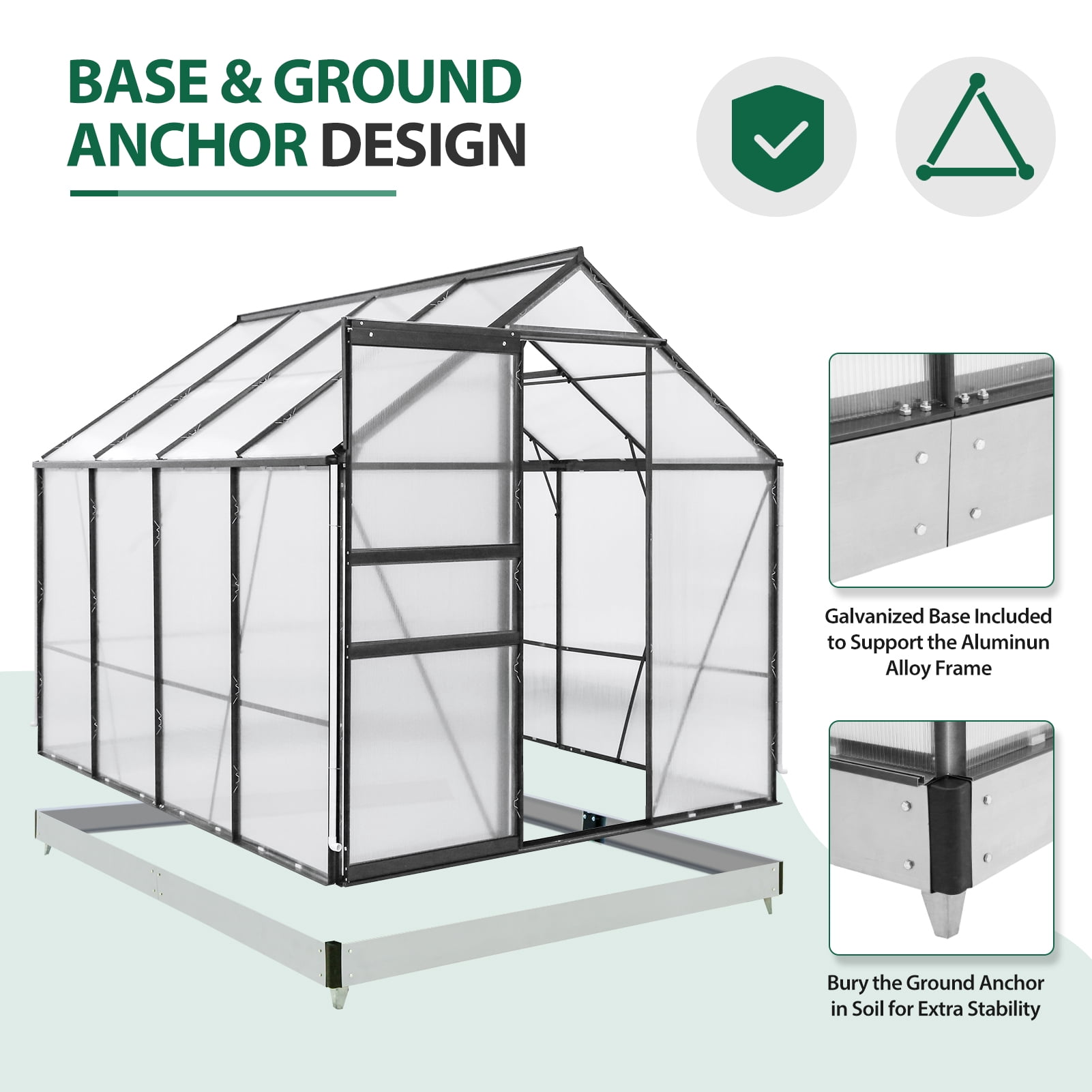EAGLE PEAK 6 Ft. W x 8 Ft. D x 7 Ft. H Outdoor Walk-in Hobby Greenhouse