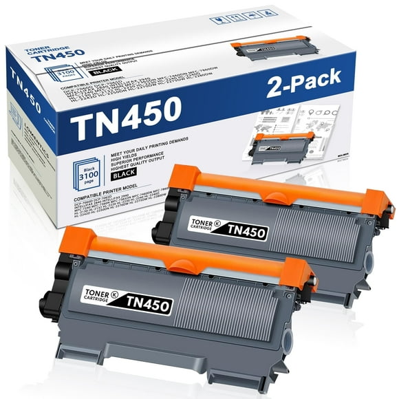 TN-450 TN450 TN420 Toner Cartridge High Yield Replacement for Brother TN450 TN420 TN-420 for DCP-7060D HL-2220 Printer (2 Black)