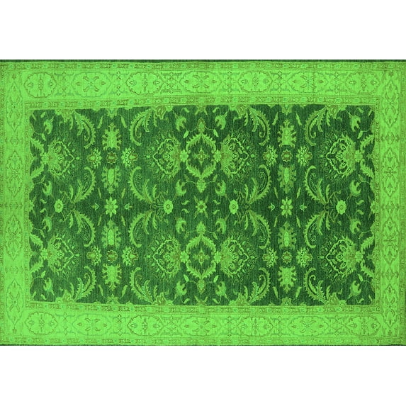 Ahgly Company Indoor Rectangle Oriental Green Traditional Area Rugs, 8' x 12'
