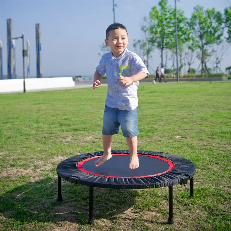 Foldable 40 Inch Exercise Trampoline for Adults and Kids Indoor Fitness Rebounder Trampoline with Safety Pad Perfect Urban Cardio Workout Home Trainer Max Load 300LBS Black Walmart