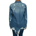 thumbnail image 2 of Seyurigaoka Seyurigaoka Women´s Coat, Long Sleeve Irregular Single Row Buttons Denim Jacket for Vacation Party Travelling, 2 of 9